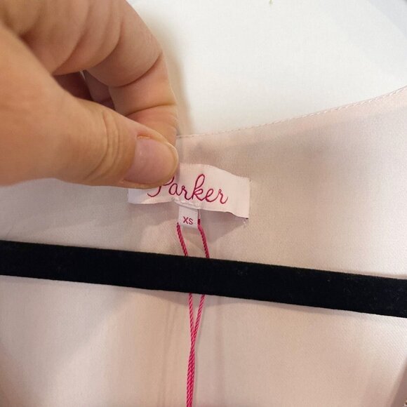 Parker Womens Cold Shoulder Shift Cocktail Mini Dress Multi XS Lined Printed NWT - Picture 7 of 11